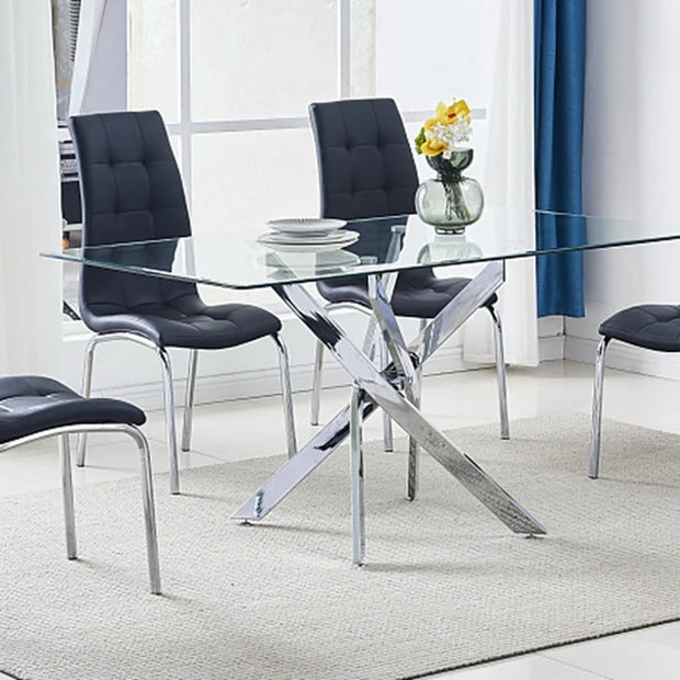 Juego de comedor negro brillante