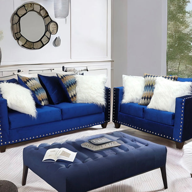 2019 Blue Sofa & Loveseat Nailheads