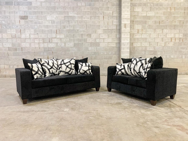110 Black Sofa and Loveseat Set