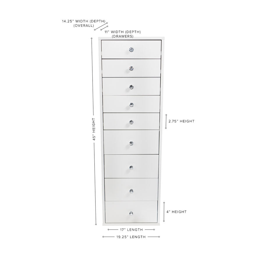 SlayStation White 9 Drawer Makeup Vanity Storage Unit