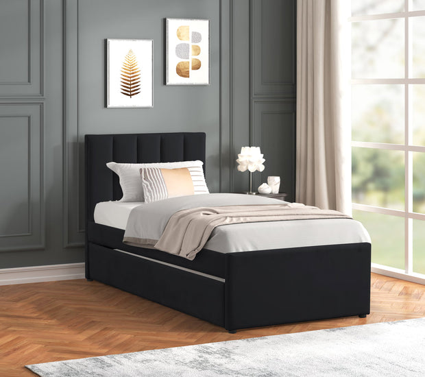 MAYA Black Twin Platform Bed w/ Trundle
