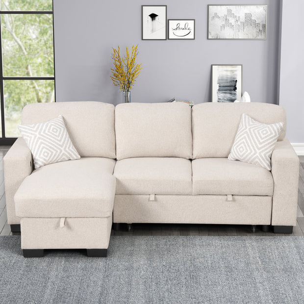 Pacific Beige Reversible Sectional With Pull-Out Bed