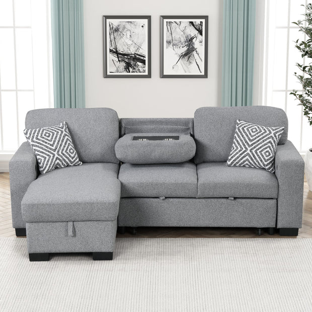 Pacific Gray Reversible Sectional With Pull-Out Bed