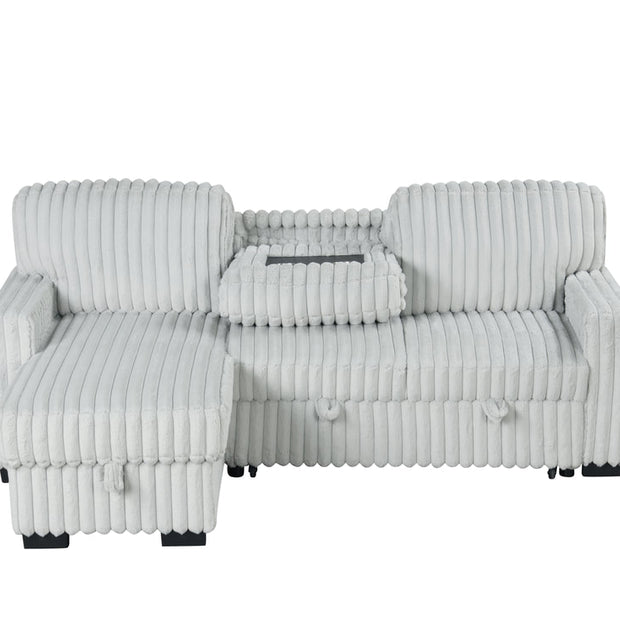 Poland Gray Reversible Sectional With Pull-Out Bed