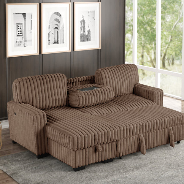 Poland Mocha Reversible Sectional With Pull-Out Bed