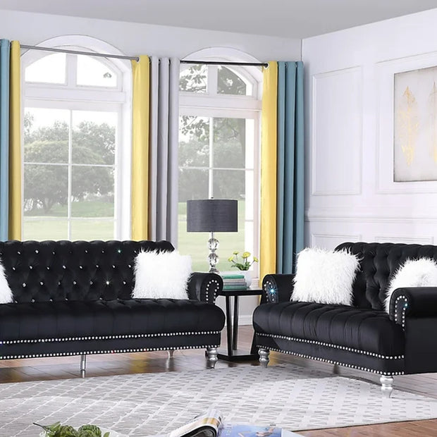 S6116 Sofá verde real + loveseat