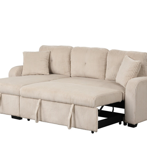 Silvia Beige - Reversible Sectional With Pull-Out Bed