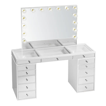 SlayStation White Pro Premium Mirrored Vanity Table