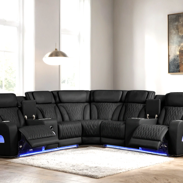 Spain Black Power Reclining Sectional