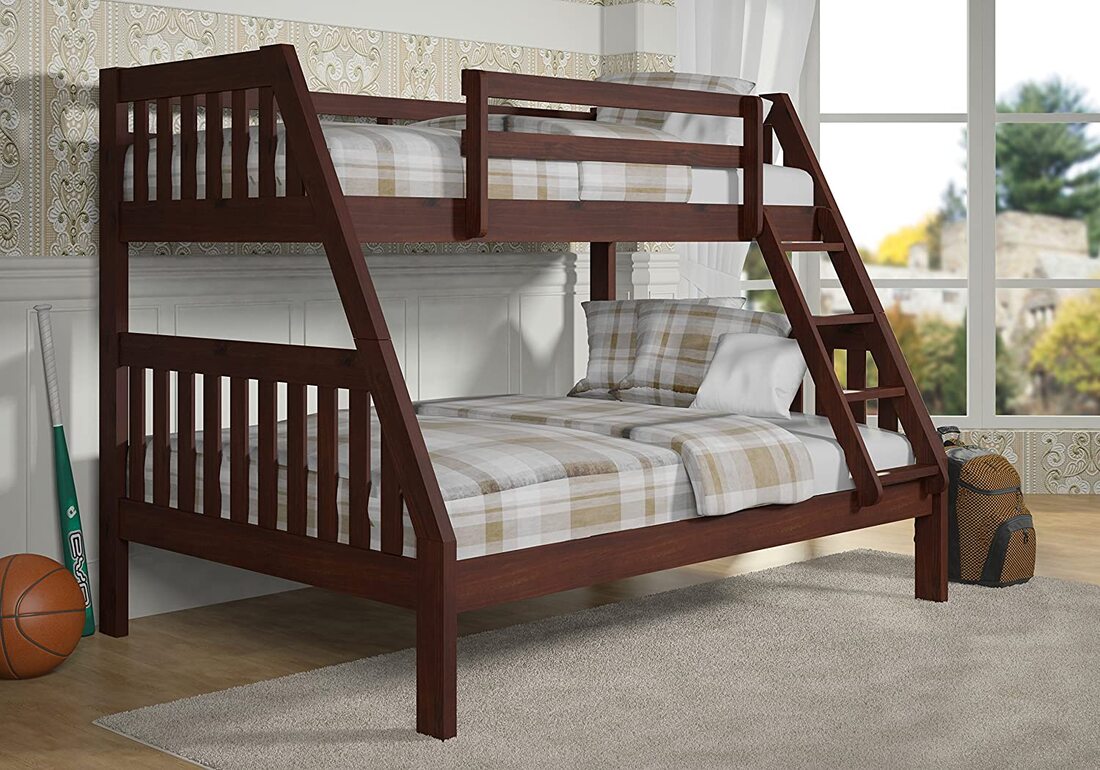 1018-3TFCP BROWN TWIN/FULL MISSION BUNKBED