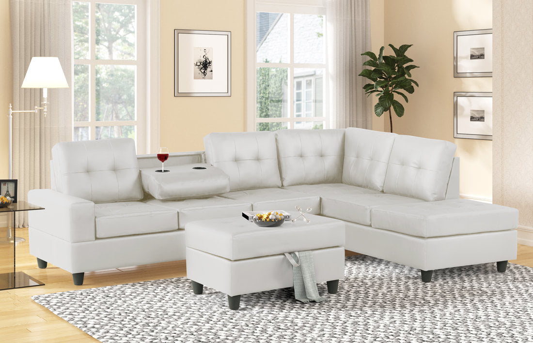 White 10Heights Sectional + Ottoman