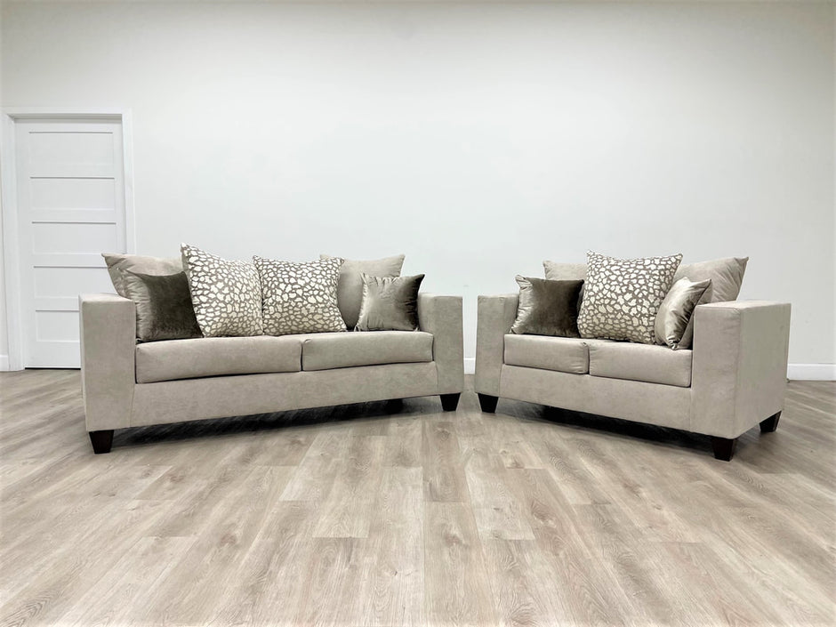 110 Hollywood Beige Sofa & Loveseat Set
