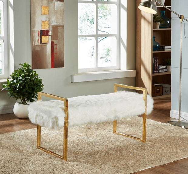 110Fur Chloe banco de piel blanca 