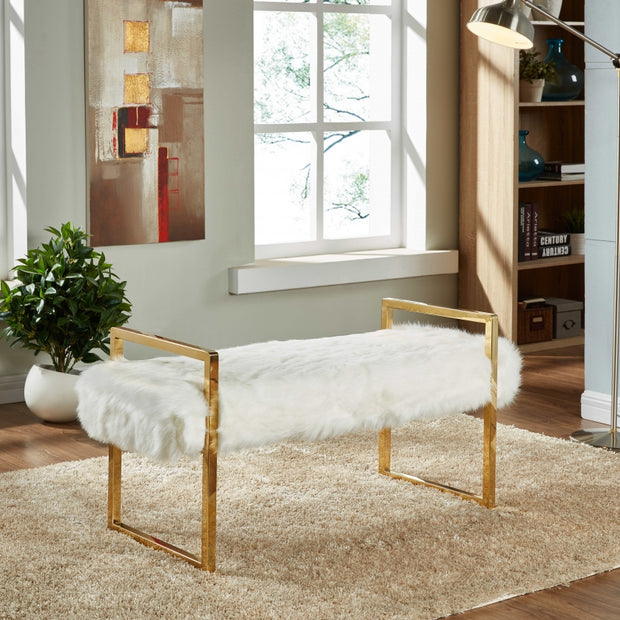 110Fur Chloe banco de piel blanca 