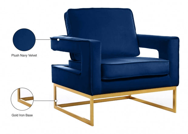 Silla decorativa de terciopelo azul Noah 