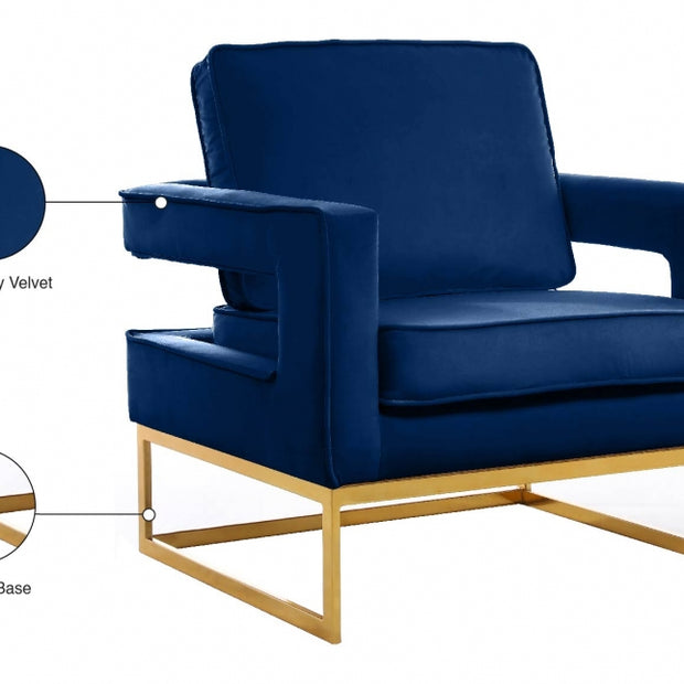 Silla decorativa de terciopelo azul Noah 