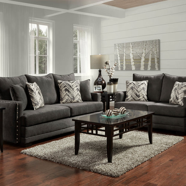 1680 Chevy CharcoalGrey Sofa and Loveseat