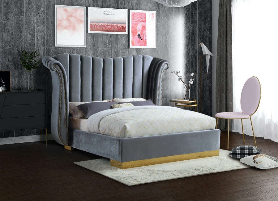 Flora Velvet Grey Bed