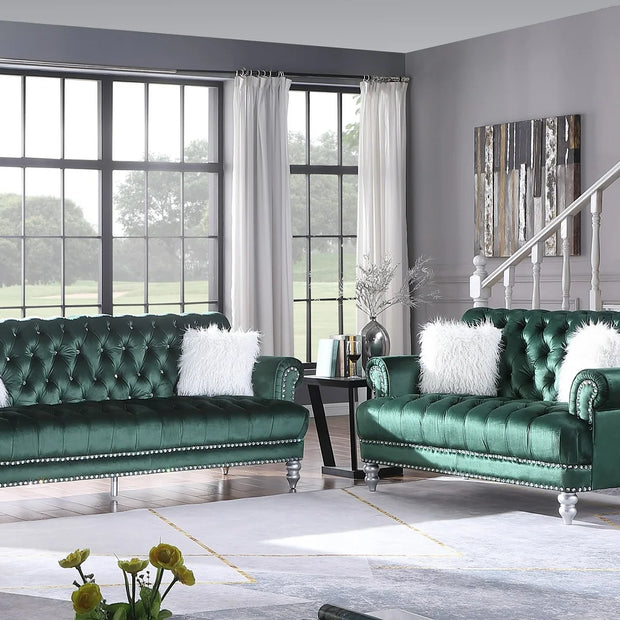 S6116 Sofá verde real + loveseat