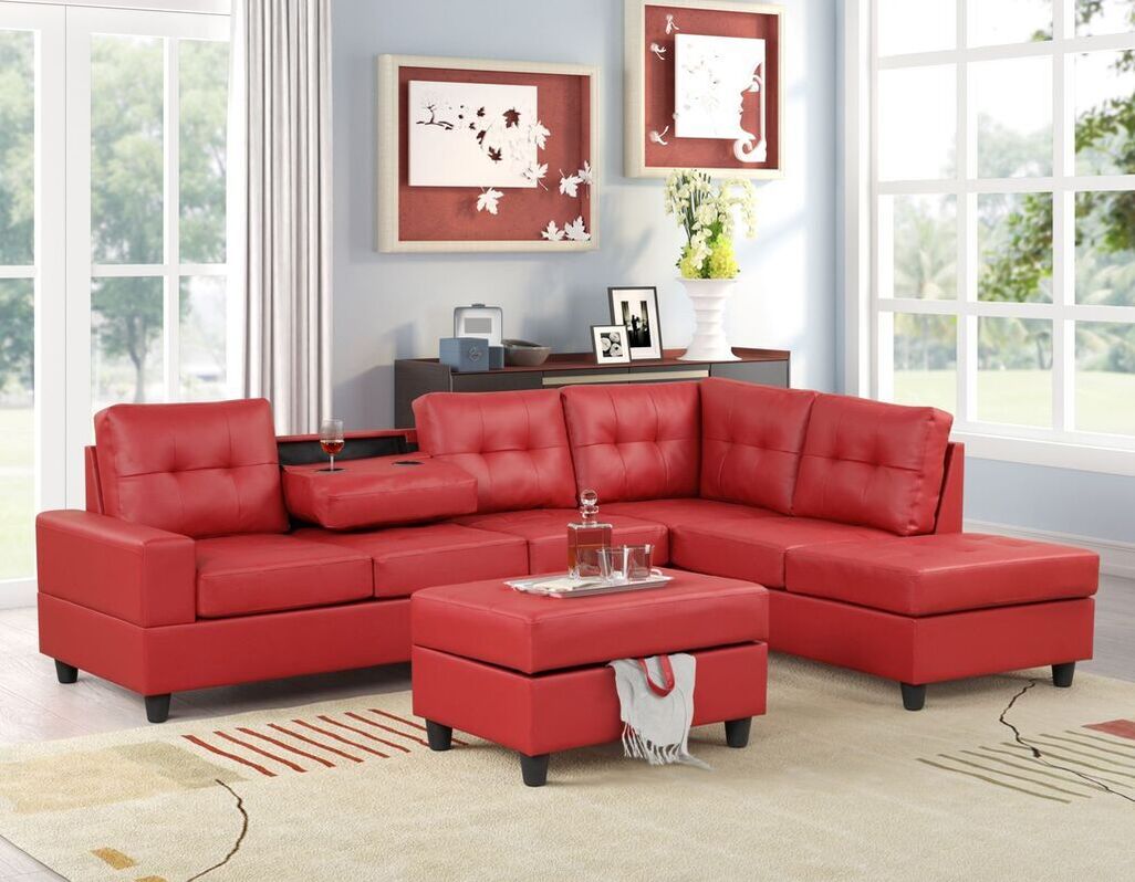 Red 2Heights Sectional + Ottoman