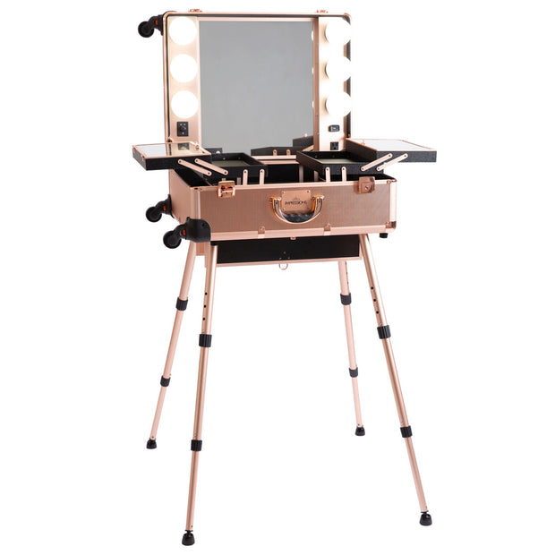 SlayCase® XL Vanity Travel Train Case in Rose Gold Bling