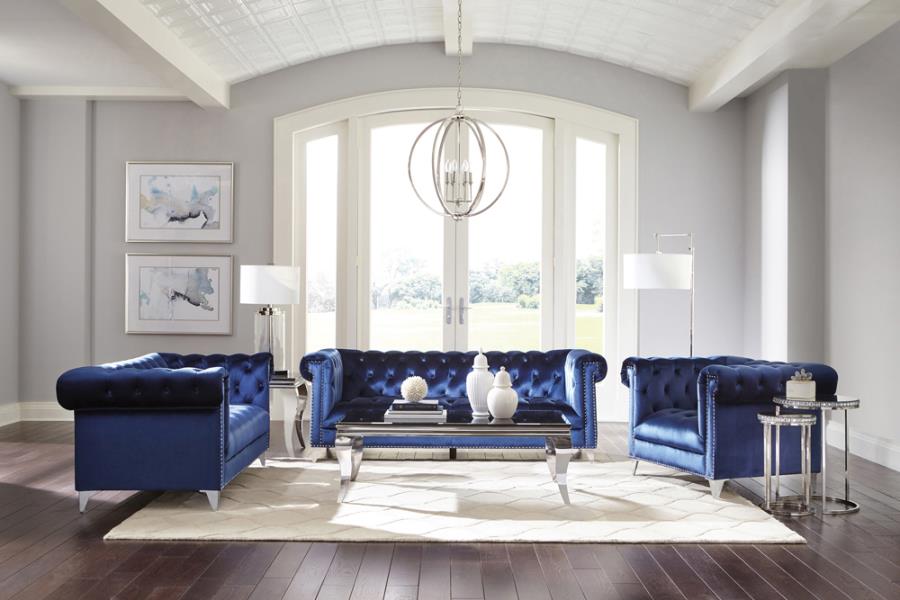 Bleker Tuxedo Blue Living Room Set