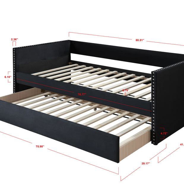 5321BK SADIE BLACK VELVET DAYBED