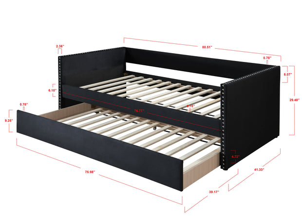 5321BK SADIE BLACK VELVET DAYBED