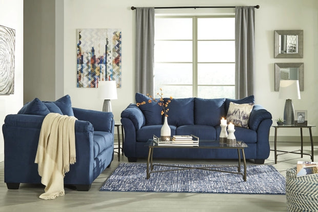Ashley 75007 Darcy Blue Sofa and Loveseat
