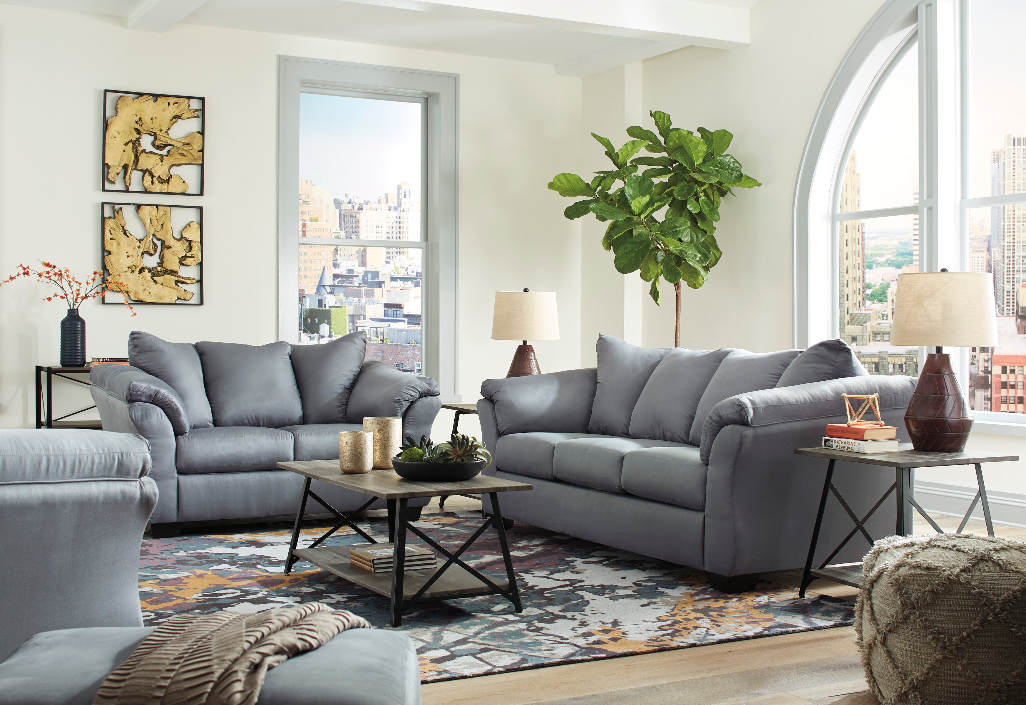 Ashley 75009 Darcy Steel Sofa and Loveseat