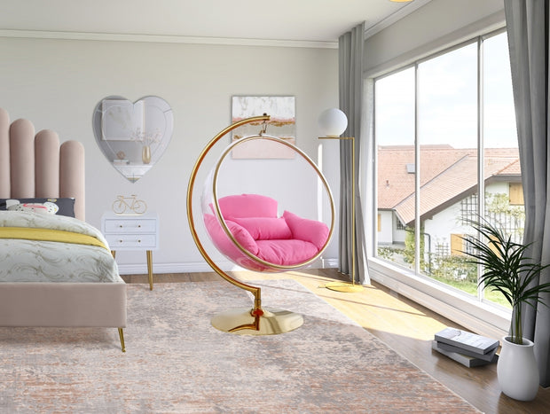Luna Acrylic Swing Bubble Gold Accent Chair