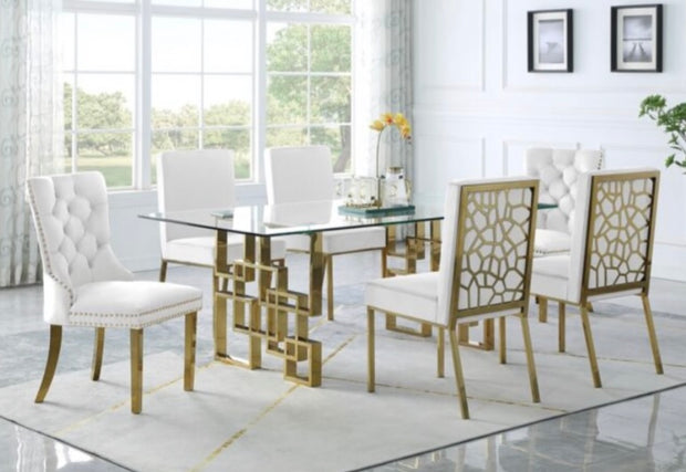 D750 Cream White Dining Set