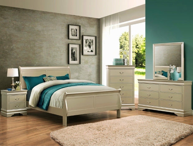 Louis Philip Champagne 7pc Bedroom