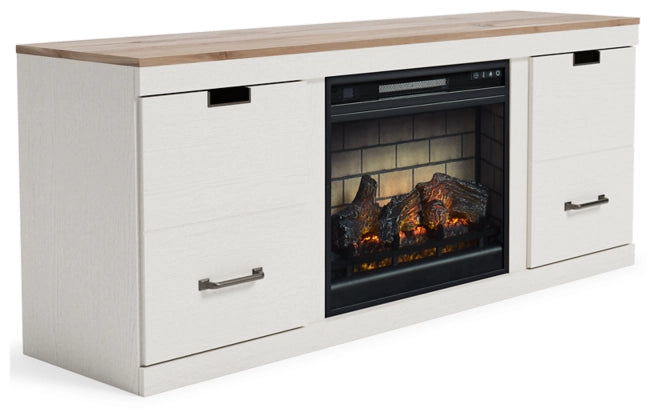 Ashley EW1428W2 Vaibryn White TV Stand with Fire Place