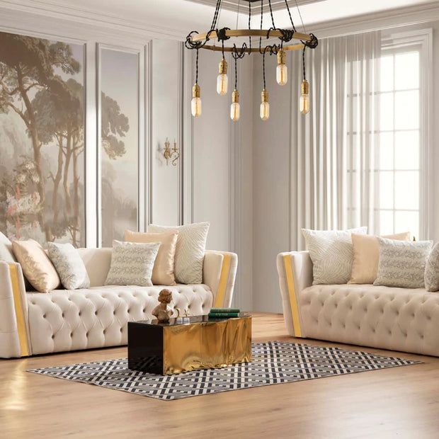 Fanci Ivory Velvet Sofa & Loveseat