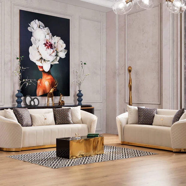 Aster Ivory Velvet Sofa & Loveseat