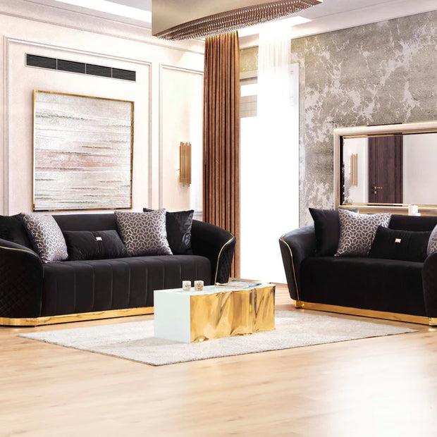 Aster Black Velvet Sofa & Loveseat