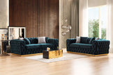 Sofá y loveseat de terciopelo verde Stella