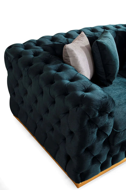 Sofá y loveseat de terciopelo verde Stella