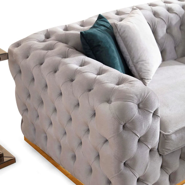 Sofá y loveseat de terciopelo gris Stella