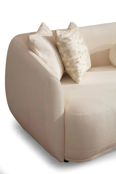 Sofá y loveseat de bouclé marfil Layla