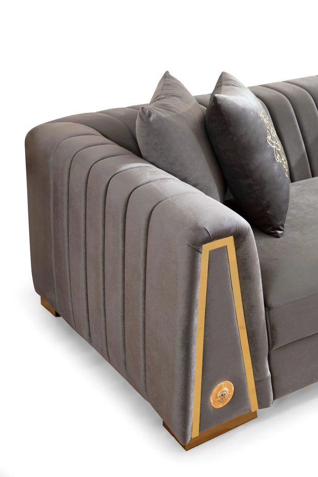 Sheila Gray Velvet Sofa & Loveseat