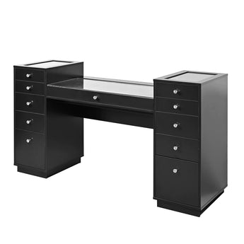 SlayStation Black Odette Vanity Table with Top Display Drawers