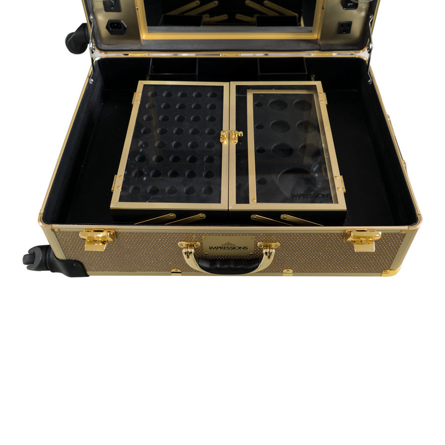 SlayCase Pro Vanity Travel Train Case with Stand in Champagne