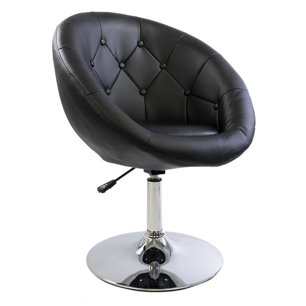 ANTOINETTE ROUND TUFTED LEATHER VANITY CHAIR