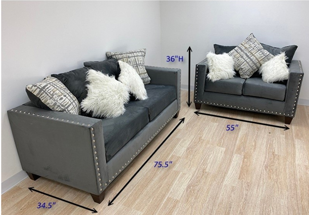 200 Grey Sofa & Loveseat Nailheads