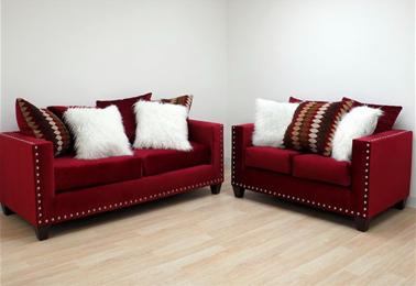 2019 Red Sofa & Loveseat Nailheads