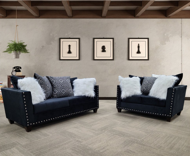 2019 Black Sofa & Loveseat Nailheads