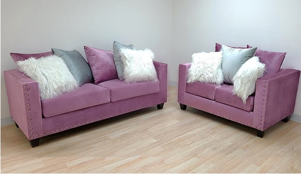 2019 Rose/Gold Pink Sofa & Loveseat Nailheads