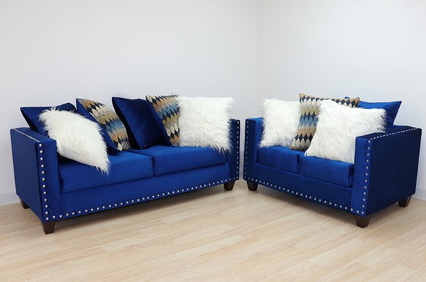 2019 Blue Sofa & Loveseat Nailheads